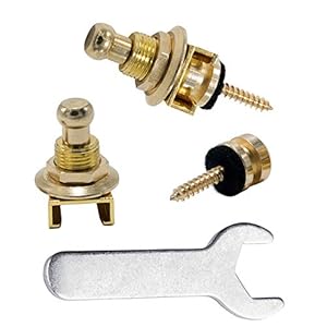 rayzm Gitaar Strap Locks Set, beveiligingssysteem voor akoestische/elektrische/basgitaar, snelontgrendelingsmechanisme, metalen straplock-knoppen met sleutel (gouden)