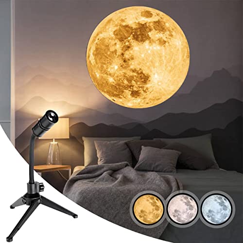Image of Upgraded Non-Fade Moon Projector Night Light, USB Powered Moon Lamp with 3 Lighting Colors, Brightness Adjustable Atmosphere Night Light Projector, Gift for Kids Couples Wall Ceiling Decor