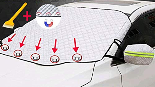 Preisvergleich Produktbild Lhh Auto Frontscheibenabdeckung, Magnetisch Windschutzscheibe Abdeckung mit Seitenspiegelabdeckung,Frontscheibe für Winter Schneeabdeckung und ScheibenwischerEiskratzer und Magnet150×110cm