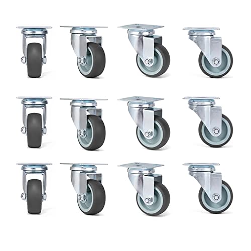 Roues de meubles de 2 pouces roulettes pivotantes robustes caoutchouc souple x12