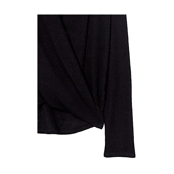 Amazon Essentials Women's Lightweight Long Sleeve Wrap High/Low Knit Top, Black, X-Large