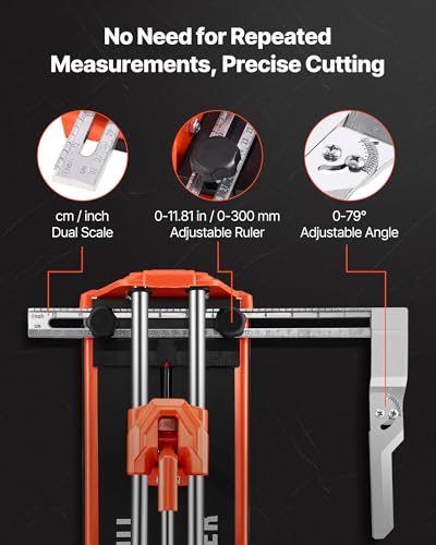 Image of VEVOR 17-Inch Manual Tile Cutter for Wall & Polished Tiles,Double Rails for Precise Cutting, Tungsten Carbide Wheel,Non-Slip Handle,Anti-Displacement Pressure Rod,Precise Cuts for Pros & Beginners