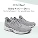 Orthofeet Women's Orthopedic Grey Knit Kita Hands-Free Sneakers, Size 10 Wide