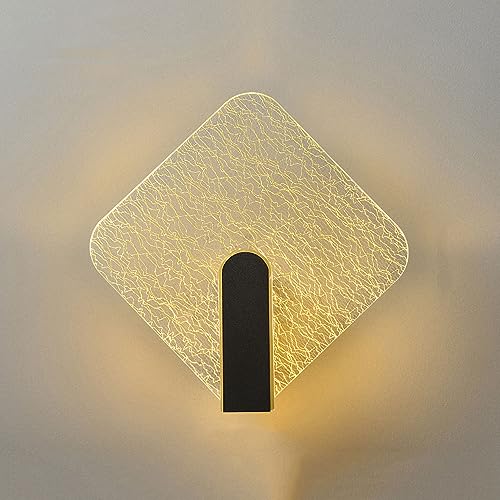 Aplique de pared LED moderno - Acrílico creativo, 5 W, 3 modos de color, lámpara con cableado para dormitorio, sala de estar, pasillo, diseño elegante en negro, iluminación interior decorativa ( )