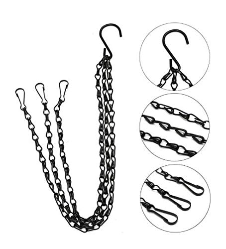 LAVZAN 4 Pcs 16 inch Black Hanging Basket Chains Flower Plant Pot Replacement Chain Hanger for Bird Feeders, Planters, Lanterns and Ornaments