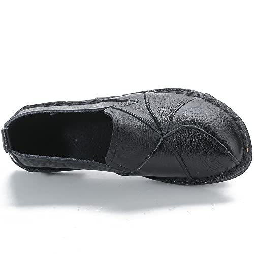 Image of Trsorini Women Leather Loafers Slip-on Casual Flat Shoes