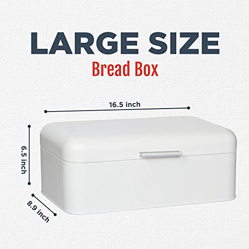 Culinary Couture Large White Bread Box For Kitchen Countertop - Bread Storage Container - Powder-Coated Stainless Steel Vintage Bread Boxes For Kitchen Counters - Bonus Recipe Ebook #TOP1