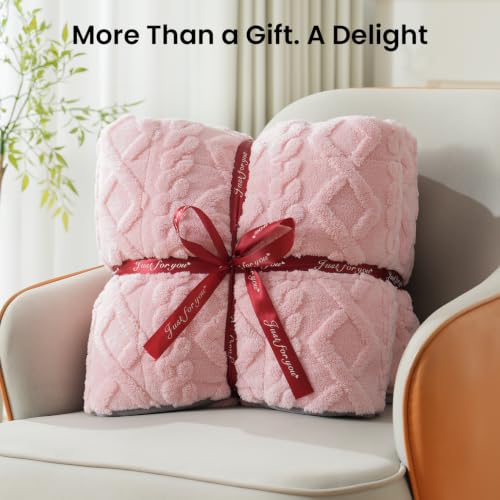 Image of Drewin Queen Size 15lbs Weighted Blanket for Adults, Soft Cozy Turtleback Sherpa Weighted Blankets for Sleeping and Calming, Thick Bed Blanket for Couch Bed, 48 x 72 inches, Pink and Grey