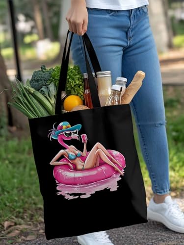 Canvas Tote Bag, Sexy Pink Flamingo Aesthetic Canvas Tote Handbags for Women Shoulder Bag,4