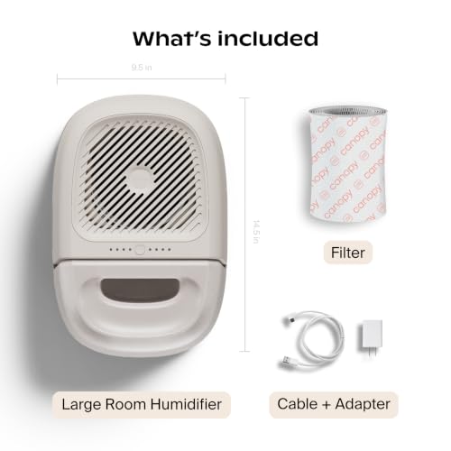Image of Canopy Large Room Humidifier, White, Large Room Humidifier, Large Living Space, 36HR Run Time, 5.5L Tank - Includes Canopy Humidifier Plus, Diffusion Well, Unwind Aroma, Filter, Power Cord & Adapter