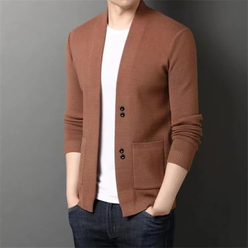 Men's Stand-Collar Knit Cardigan, Casual Warm, Solid Color Pocket Sweater2