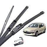 Material: caucho Limpiaparabrisas Para Peugeot 206 Hatchback 2001 2002 2003 2004 2005 2006 Juego de escobillas limpiaparabrisas delanteras y traseras 26 \"16\" 14 \"