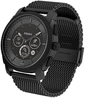 Fossil Machine Gen 6 Hybrid 45mm Stainless Steel Mesh Smart Watch, Color: Black (Model: FTW7062)