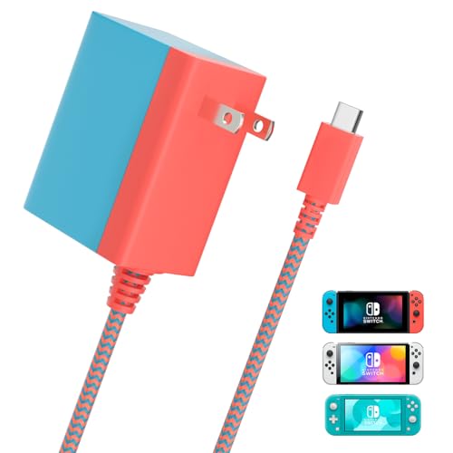 RGEEK Charger for Nintendo Switch, 45W Switch AC Power Adapter, 15V 2.6A Fast Charging with 5FT Powerful Cable Compatible with Switch Lite/Switch OLED/Steam Deck/PlayStation Portal