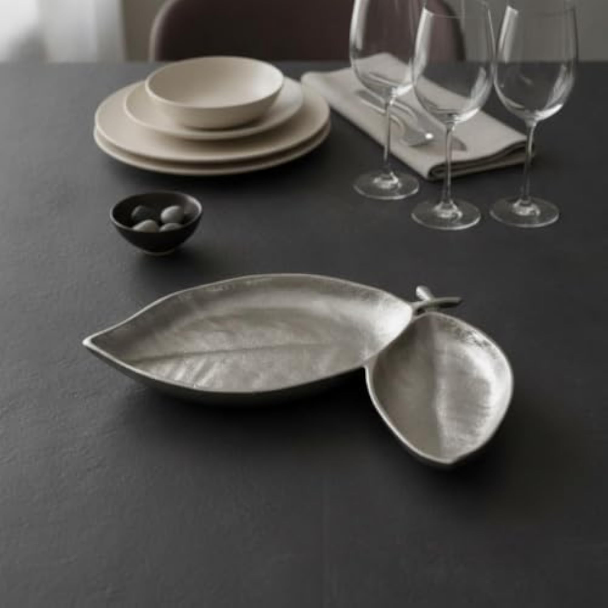 Decorative Hammered Leaf Design Tray, Sculptural