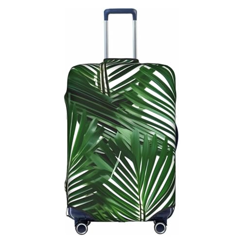 Cute Green Palm Leaves Tsa Approved Luggage Cover For 18-32 Inch Suitcases Scratch-Resistant Stretch Luggage Cover