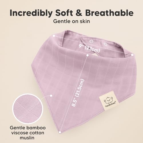 8-Pack Muslin Baby Bibs for Boys, Girls - Muslin Bandana Drool Bibs for Baby Girl & Boy, Drooling Newborn, Teething Toddler, Infant 0-36 Months, 100% Cotton Extra Absorbent & Soft (Lavender)3
