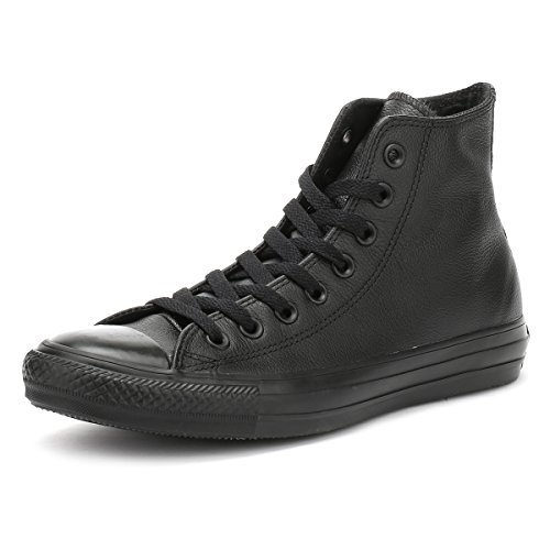 Converse Men's Chuck Taylor All Star Leather Sneakers, Black Monochrome, 11 Medium US