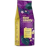 Door County Coffee Raspberry Almond, Flavored Coffee Ground - 8 oz Bag - Spring-Summer Seasonal - Medium Roast - 100% Specialty Arabica - Raspberry, Sugar Coated Almonds Flavored