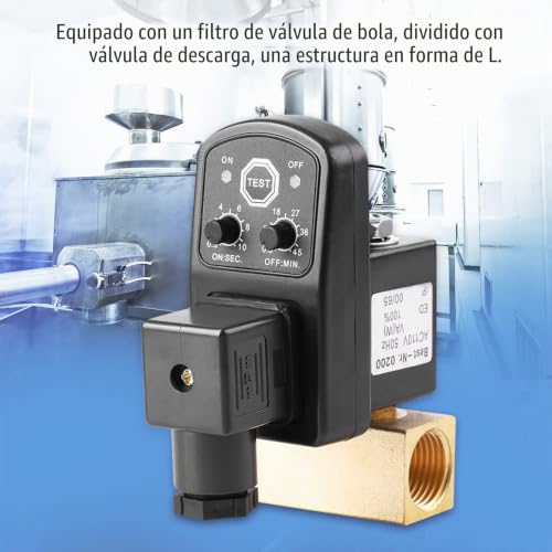 Válvula de drenaje temporal electrónica G1/2 para purgar condensado en compresores de 230V 4