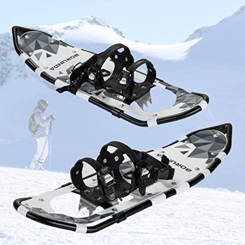 4-In-1 Lightweight Terrain Snowshoes Set For Men Women Youth Kids, Snow Shoes+Waterproof Leg Gaiters +Anti-Shock Adjustable Trekking Poles +Free Carrying Bag Snowshoeing Easy To Wear(30'', V Black) #TOP7