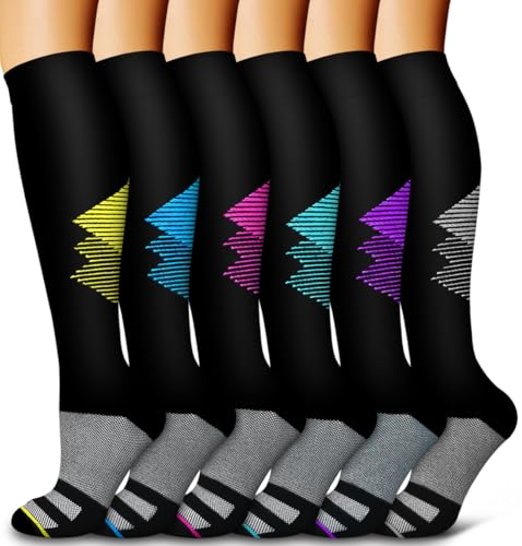 Image of Bluemaple 6 Pack Copper Compression Socks for Women and Men Circulation-Best Support for Medical, Running,Nursing,Athletic