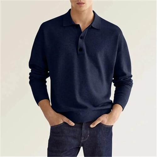 Men’S Long Sleeve V-Buckle Casual Anti-Wrinkle Loose Fit Knitted Top4