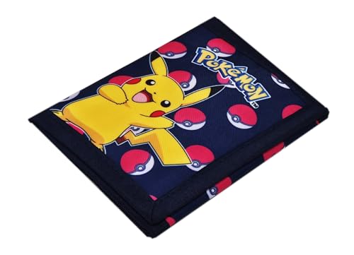 Theonoi Pokémon Kinder Geldbörse mit Pikachu & Pokéball Motiv – Offizieller Fanartikel Geldbeutel mit Münzfach & Klettverschluss für Jungen & Mädchen