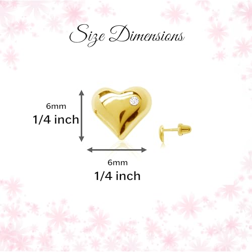 Cherished Moments Children's Sterling Silver and 14K Gold-Plated Heart Earrings with Tiny CZ Stone and Screw Backs4