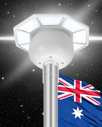 Kromart 168 LED 1100 Lumen Solar Flag Pole Light, Integrated Top Mount, 12H Long-Lasting Flag Pole Light Solar Powered, IP65 Waterproof for 15-30 Ft Flagpoles