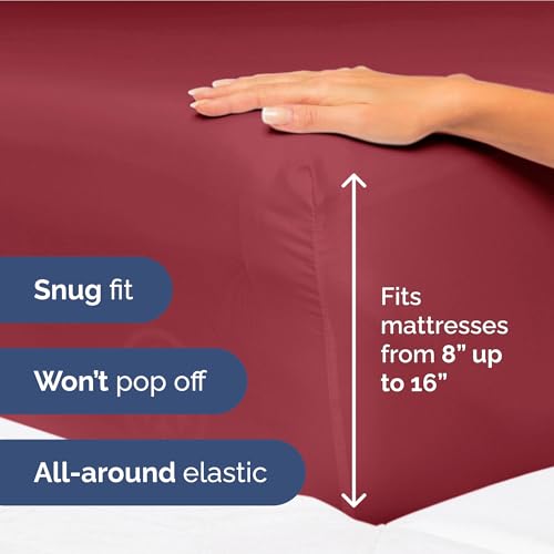 Image of Twin XL Size 3 Piece Sheet Set - Ultra Soft & Cooling Bed Sheets - Berry