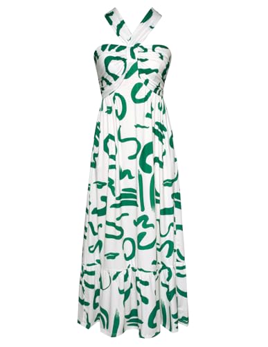 Image of GRACE KARIN Womens Summer Floral Dresses 2026 Boho Maxi Dress Flowy Halter Sundress Casual Vacation Beach Clothes with Pocket