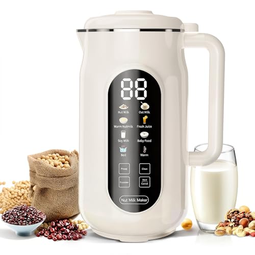 Image of 10-in-1 Nut Milk Maker Machine, 42oz Automatic Nut Milk Maker with LED Touch Screen, Self-Cleaning, 12H Delay Start, Keep Warm, Automatic for Soy /Oat /Almond Milk, Juice,Coconut,Plant Base & Boil Water