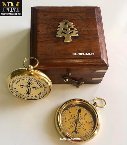 Brújula magnética náutica vintage de latón miniatura 6