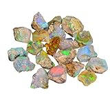 Natural 100 Cts AAA+ Raw Ethiopian Opal Rough Gemstones Lot Multi Fire Welo Opal Stones for Tumbling & Jewelry Making Supplies Healing Crystals Gems Rocks Loose Gemstones