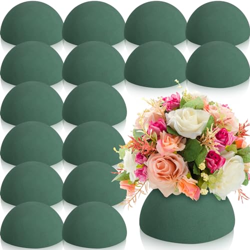 Hsei 16 Pcs Half Ball Floral Foam Dry Floral Flower Foam Round Foam Block Green Foam Balls for Artificial Flowers Plant DIY Floral Foam for Arrangement Wedding Decorations(7.5 x 3.75 Inch)