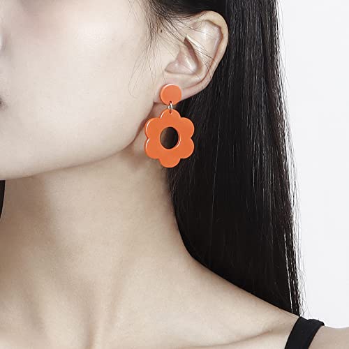 Flower Earrings Stud Daisy Earrings For Women Y2K Earrings Resin Acrylic Earrings Hippie Jewelry Retro 60S 70S 90S Earrings Cute Cowgirl 4 Pairs #TOP4