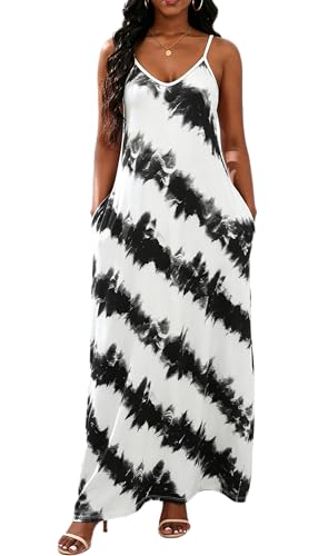 Image of vunahzma Womens Casual Fashion Sleeveless Plus Size Loose Long Sexy Maxi Dress with Pockets