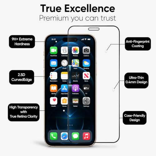 Image of Tempered Glass Screen Protector for iPhone 12 Pro Max (6.7 Inch) , 9H Hardness, HD Clear, Bubble-Free, Case Friendly, Anti-Scratch, Screen Guard Full Adhesive, Easy Installation (iPhone 12 Pro Max), Pack of 1