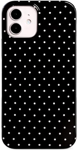 Qokey Compatible with iPhone 12/12 Pro Case Polka Dots - Black, 6.1 Inch