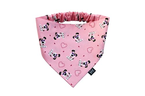 Valentine's Day Scrunchie Dog Bandana Perfect for Winter Season, Handmade Heart Print Elastic Pet Bandana, Love Day Photoshoot Props, Festive Dog Outfit (XX-Large, Dogs on Pink Glitter)