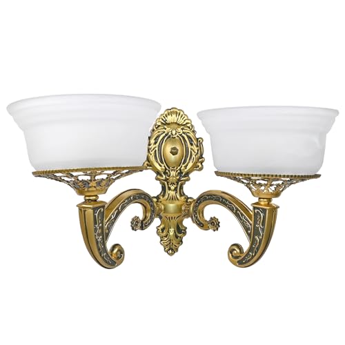 Image of WHITERAY Golden Antique Designer Imported Wall Light Wall lamp for Bedroom, Living Room,Kitchen, Bars, malls, Besides The Bed, Balcony Home Decoration (1112 (Double) with Bulb)