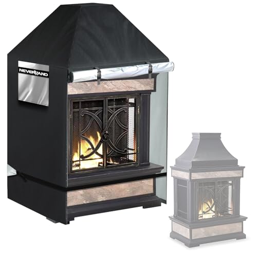 NEVERLAND Outdoor Fireplace Cover - Patio Wood Burning Fireplace Covers Waterproof, 600D Heavy Duty Oxford Fabric for Square Chiminea Fireplace Cover 36 x 24 x 57 Inch with Individual Straps, Black