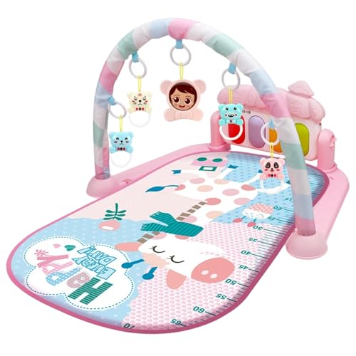 Tapete de juegos para gimnasio para bebés con música y luz, centro de actividades para bebés fácil y seguro con sonajero colgante Tapete para el tiempo boca abajo Juguetes para recién nacidos -