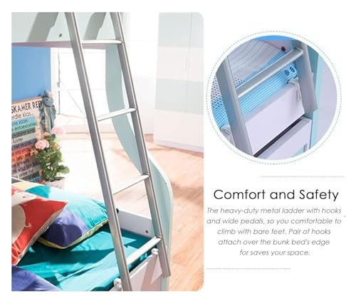 Échelle suspendue avec crochets réglables en métal argenté pour lit double 1.3m - 6