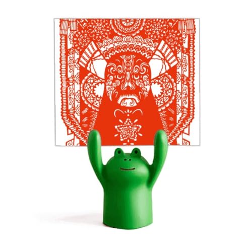 Support de tête d'opéra de Pékin rouge en papier découpé mémo grenouille