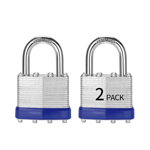 HZSY Padlocks Keyed Alike, Pack of 2, Laminated Steel Keyed Lock (1-9/16