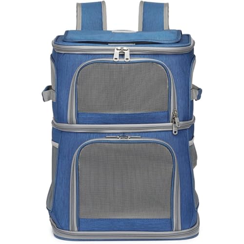 Vlfn ペットキャリー リュック ペット リュック2段式 二段式 耐荷重8.5kg犬 猫 ペット キャリーバッグ 中・大型猫用・小型犬・うさぎ用 カート 旅行 通院 アウトドア ペット用品 シルバー 大容量の二重層ペットバッグ お出かけに便利な猫用バッグ