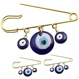 Toyvian Broche de Solapa Turco Dijes de Ojo Azul y Oro, Set de 3 Piezas Decorativas para Chaquetas, Suéteres y Bolsos, Accesorio de Moda Femenino para Ropa
