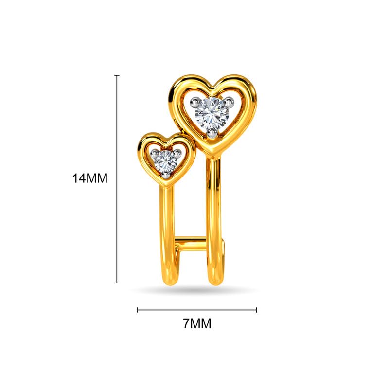 Image of KISNA JEWELS 18K BIS Hallmark Pure White Gold & SI Real Diamond Hearts Earrings For Women with Screw Back clouser